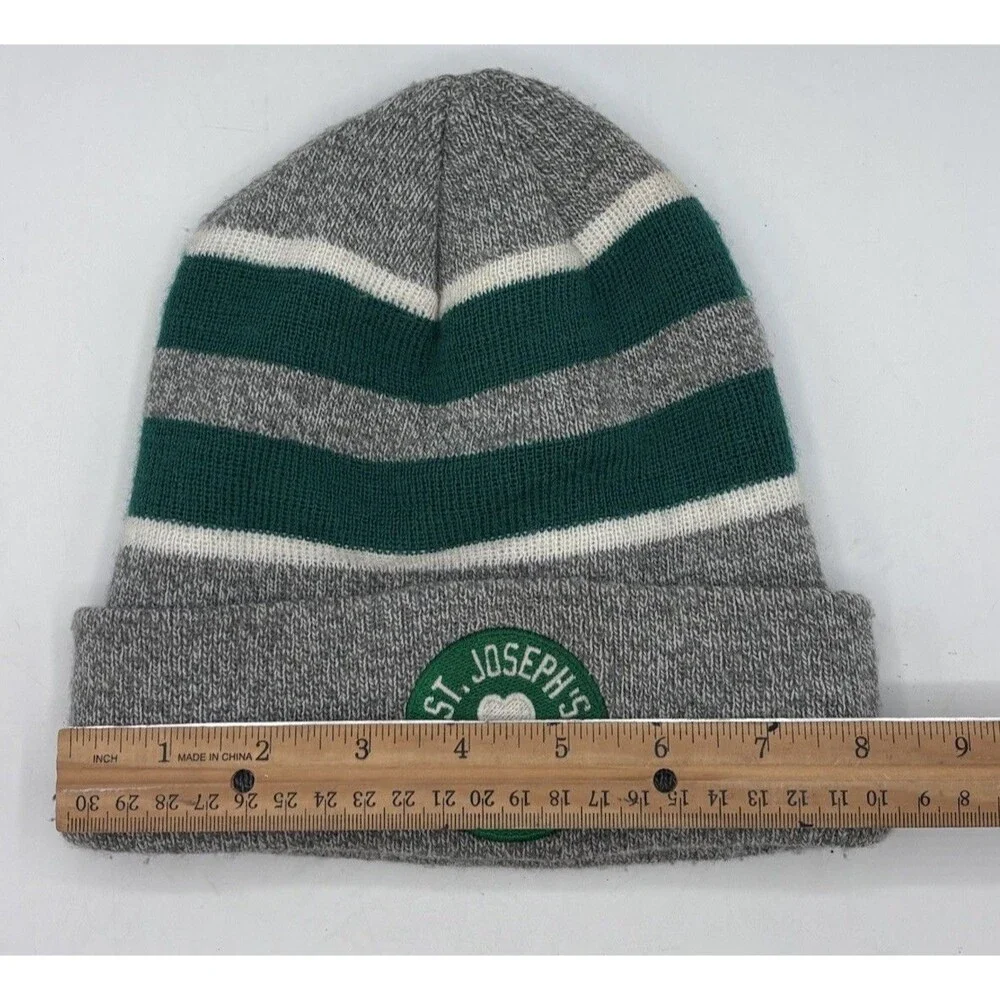Pacific Headwear Youth Knit Beanie Gray Green Striped St. Joseph’s Shamrock Hat